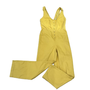 Urban Outfitters Yellow Button Front Denim Jumpsuit XS Juniors Spring